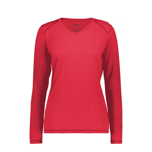 [6847.083.XS-LOGO1] Women's SoftTouch Long Sleeve (Female Adult XS, Red, Logo 1)