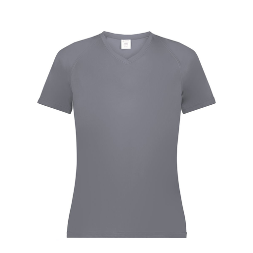 [2792.059.XS-LOGO3] Ladies Smooth Sport V-Neck T-Shirt (Female Adult XS, Gray, Logo 3)